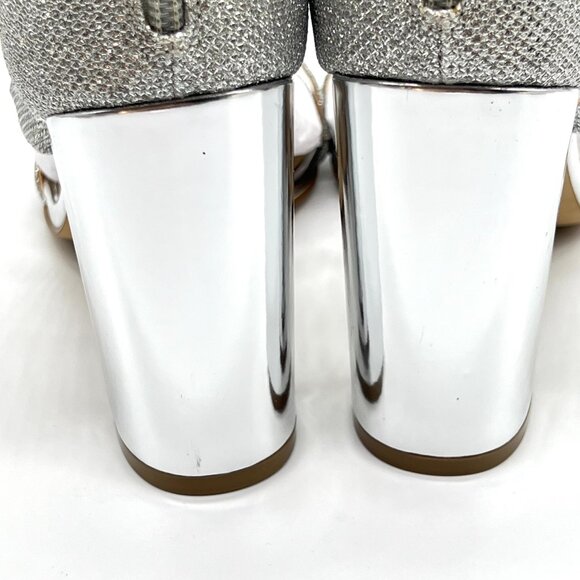 Jewel Badgley Mischka Womens Size 9 Gale Silver Dress Sandals Heels Shoes - Picture 8 of 16